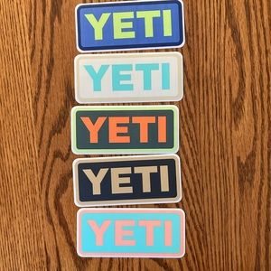 Set of 5 colorful YETI stickers